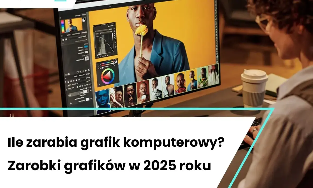 Osoba pracuje przy komputerze, edytując zdjęcie. Dowiedz się, jak zostać grafikiem komputerowym i jakie są zarobki w 2025 roku.