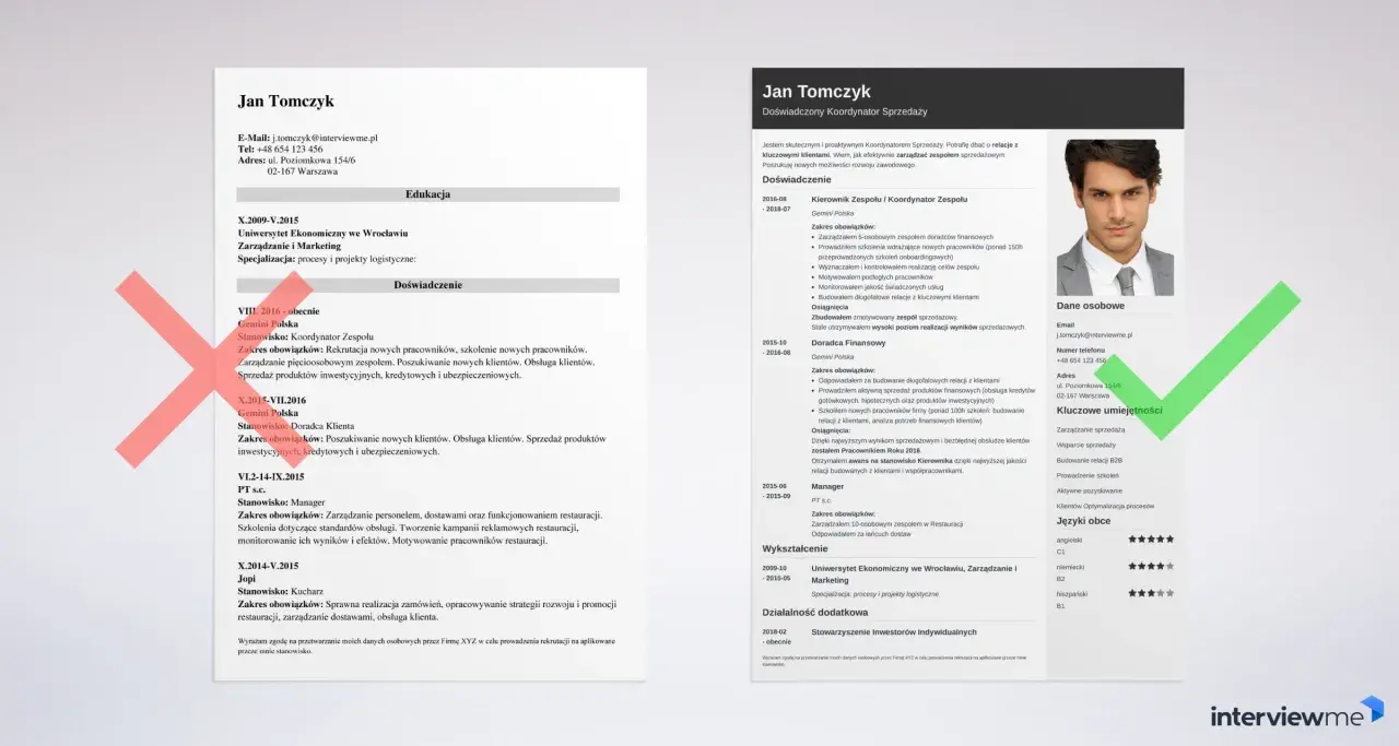 CV Jana Tomczyka, doświadczonego koordynatora sprzedaży, który szuka nowych wyzwań. Jest jak cv trener personalny, gotów do rozwoju.