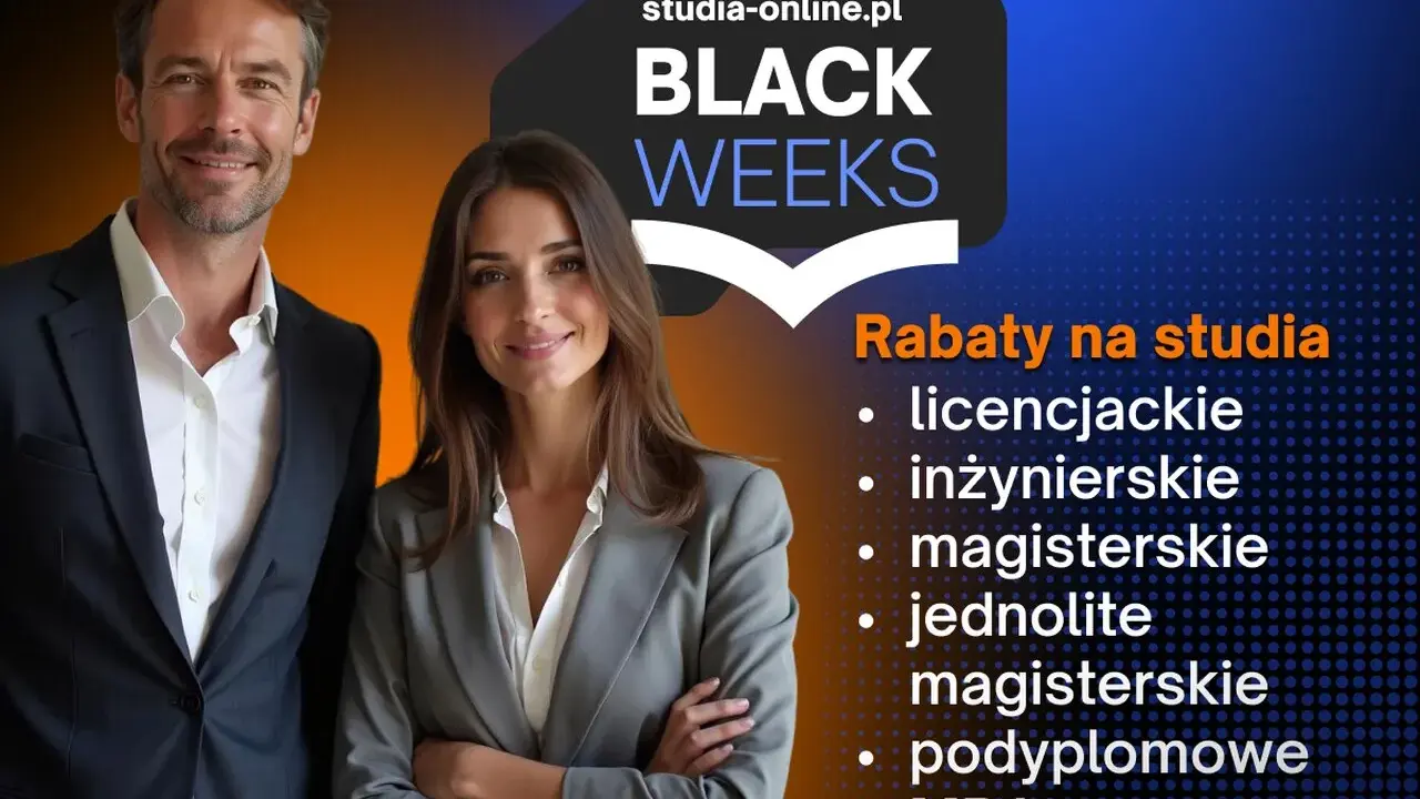 Promocja Black Weeks na studia online! Zniżki na licencjackie, inżynierskie, magisterskie, podyplomowe i MBA. Idealne dla przyszłych specjalistów od marketingu.