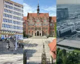 Trzy budynki uczelni w Gdańsku: Collegium Medicum, Politechnika Gdańska i nowoczesne centrum badawcze.
