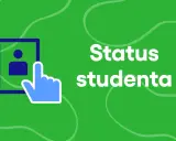 Niebieski kursor klika ikonę profilu, obok widnieje napis "Status studenta". Dowiedz się, co daje status studenta!