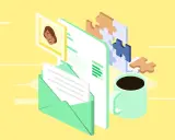 List motywacyjny wzór: zdjęcie przedstawia dokumenty, zdjęcie profilowe, kopertę, filiżankę kawy i elementy układanki, symbolizujące proces rekrutacji.