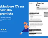 Przykładowe CV na stanowisko Programista. Damian Ptyś, innowacyjny programista, prezentuje swoje doświadczenie i umiejętności.