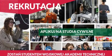 Rekrutacja na studia cywilne WAT. Młodzi ludzie uczą się i pracują w nowoczesnych laboratoriach.