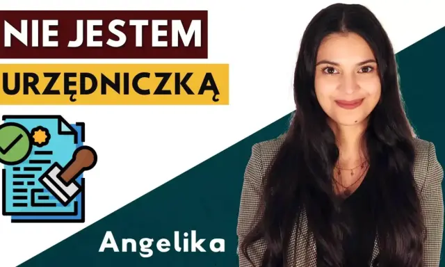 Angelika, która zajmuje się administracją studia, prezentuje dokument z pieczęcią i zaznaczonym polem.