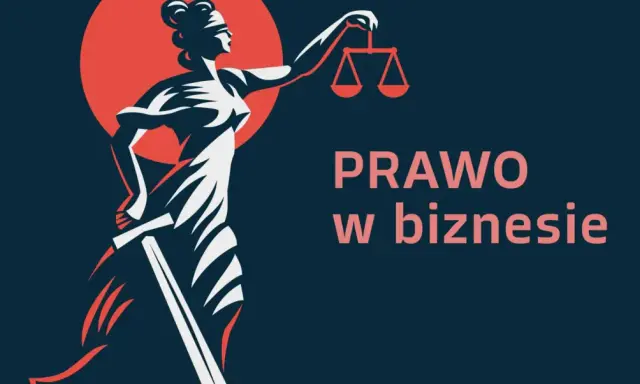 Stylizowana Temida z wagą i mieczem, symbolizująca prawo w biznesie WSB.