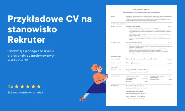 Przykładowe CV rekrutera, które pomoże uniknąć błędów w CV i stworzyć profesjonalny dokument.