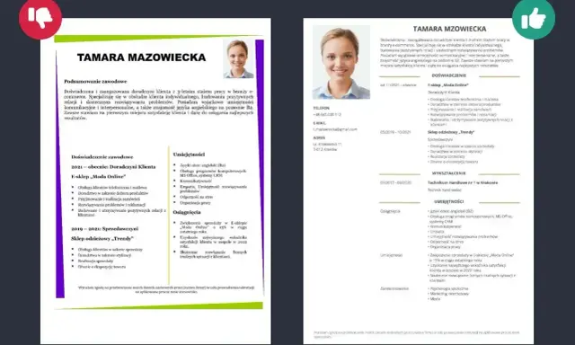 CV Tamary Mazowieckiej: doświadczenie jako doradczyni klienta i sprzedawczyni, umiejętności językowe i interpersonalne.