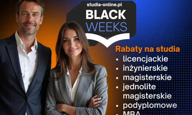 Promocja Black Weeks na studia online! Zniżki na licencjackie, inżynierskie, magisterskie, podyplomowe i MBA. Idealne dla przyszłych specjalistów od marketingu.