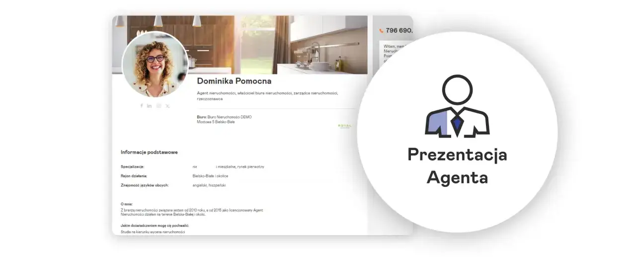 Dominika Pomocna, agent nieruchomości, opowiada jak zostać agentem nieruchomości. Wirtualna wizytówka z informacjami o specjalizacji i doświadczeniu.